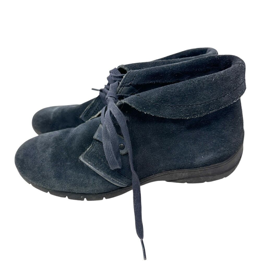 Bussola‎ Kolding Keisha Silk Suede Navy Blue Suede Lace Up Booties Size 39 (8) - Picture 4 of 7